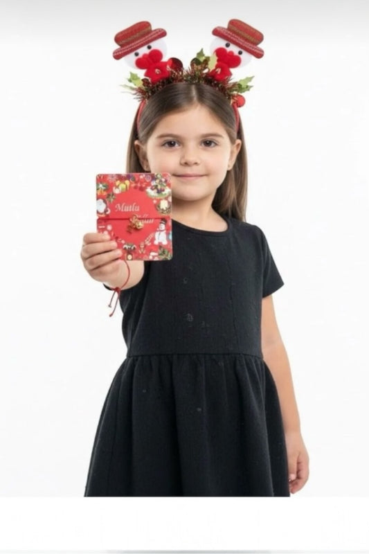 Kırmızı Noel Ağacı Taç ve Noel Baba Bileklik Seti