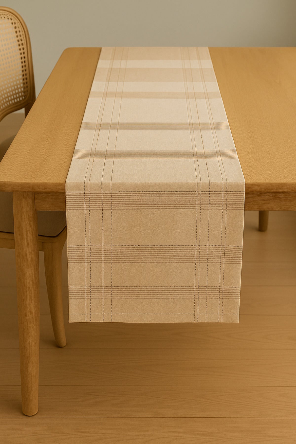 Jasmin Keten Kahvrengi Bohem Şık Masa Örtüsü Runner 35x150 cm