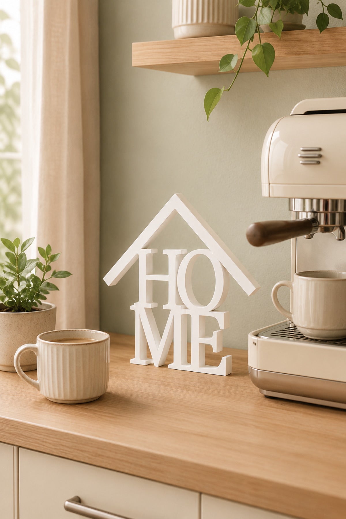 Dekoratif HOME Yazılı Ev Biblosu 15×15 cm | Modern Salon, TV Ünitesi, Konsol, Kitaplık ve Raf Süsü - Beyaz