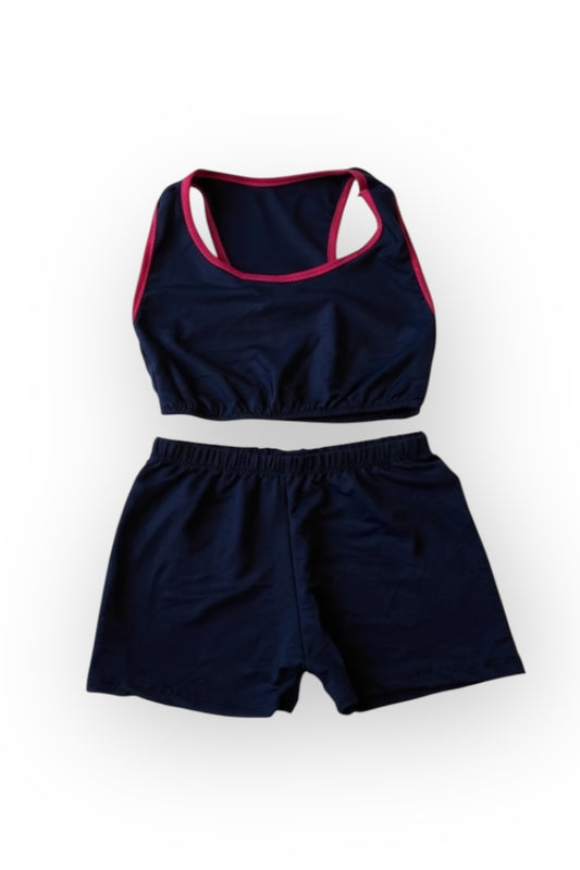 Kız çocuk lacivert şortlu mayo - bikini takım 6-13 yaş