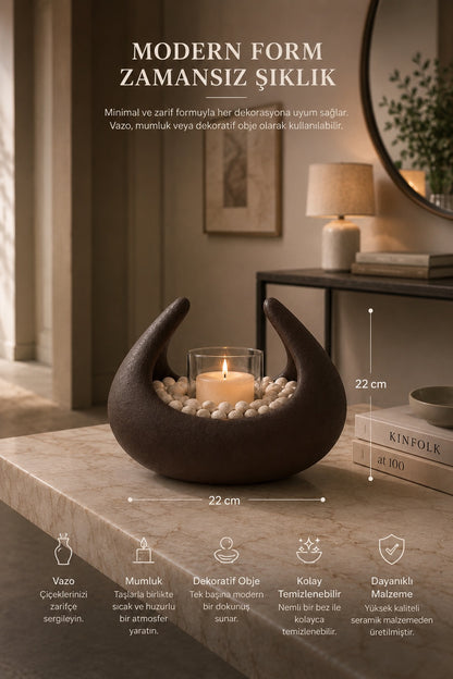 Modern Dekoratif Vazo Çanta Formlu 3D Baskı PLA Salon Masa Konsol Dekorasyon Objesi
