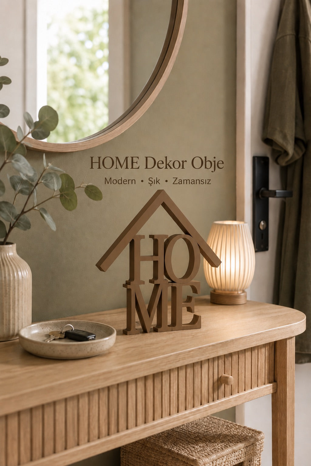 Home Yazılı Ev Figürlü Dekoratif Obje 15×15 cm|Modern Masaüstü Biblo,Konsol ve Raf Dekoru
