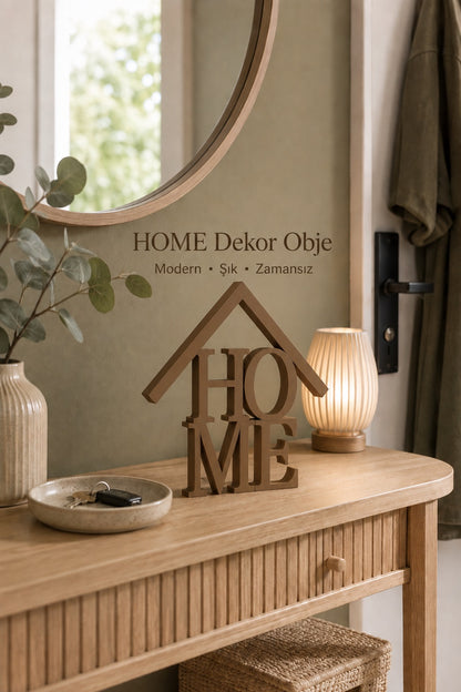Home Yazılı Ev Figürlü Dekoratif Obje 15×15 cm|Modern Masaüstü Biblo,Konsol ve Raf Dekoru