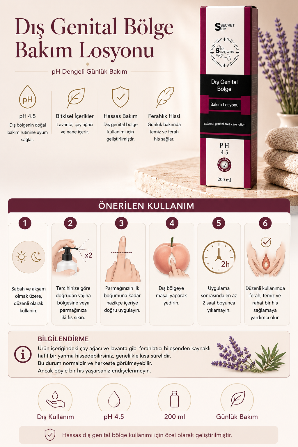 Genital Bölge Daraltıcı Losyon Genital Genişlik Idrar Kaçırma Akıntı Koku Siğil Mantar Kremi (200 ML)