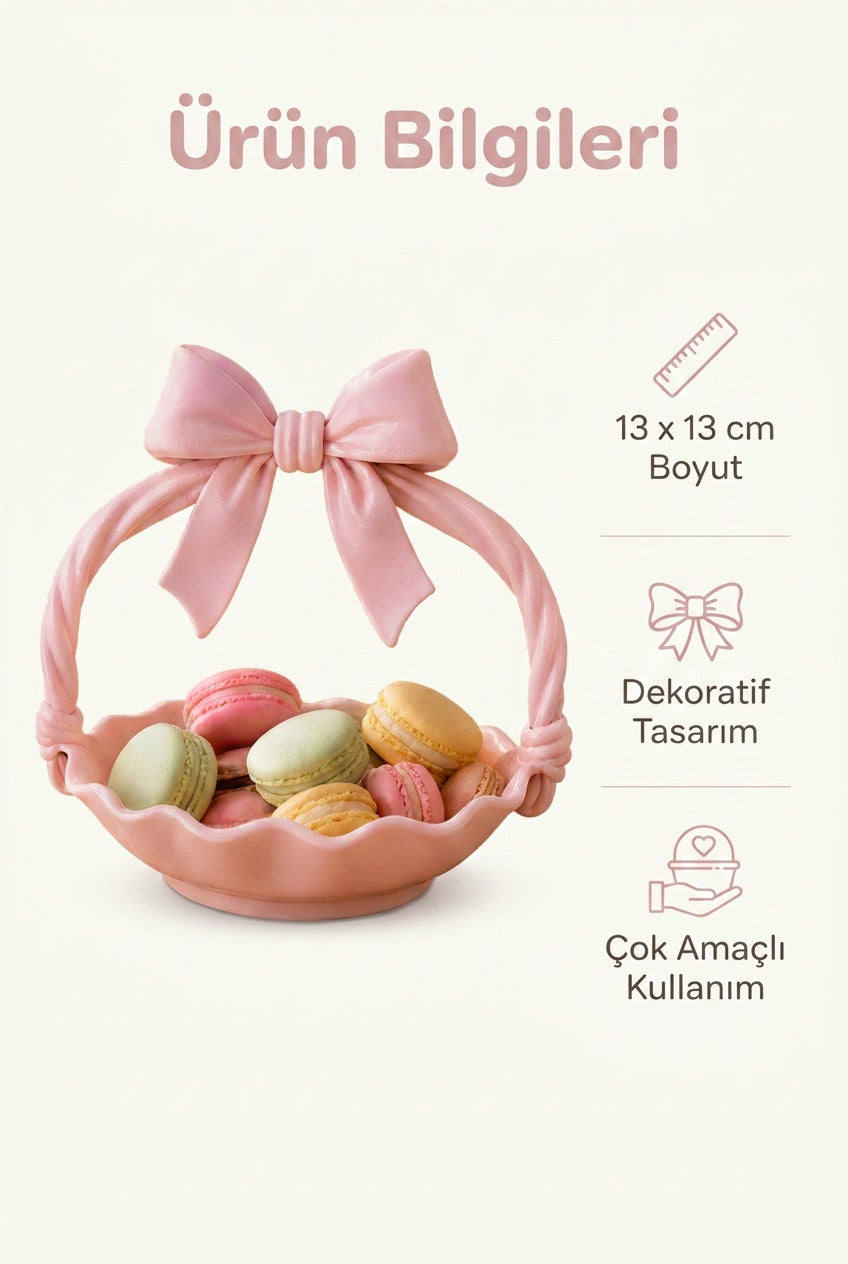 Bohem Sunum Sepeti Çikolatalık Kahve Köşesi Mini Organizer Masaüstü Dekoru Pembe