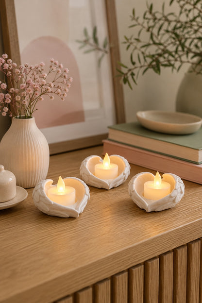 Melek Işığı Seti 3’lü Melek Kanatlı LED Mum Dekoratif Tealight 8 x 7 cm